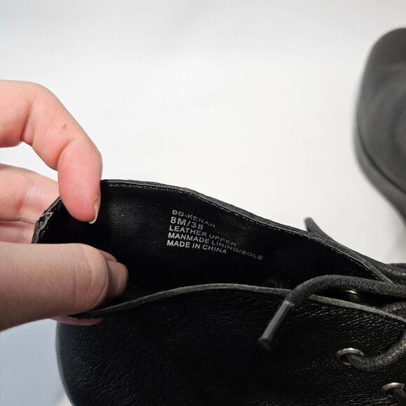 BCBGeneration Womens Kenan Leather Ankle Boot Size 8 Black Chunky Platform Wedge - Picture 7 of 13